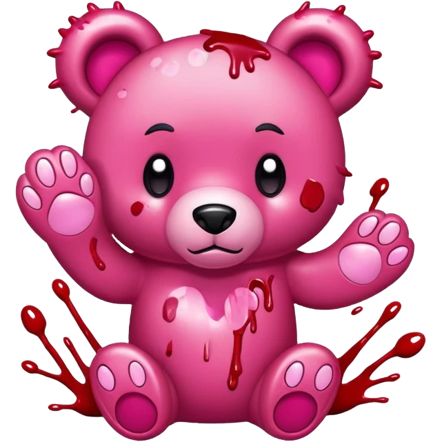 Pink gloomy bear blood with paw claw emoji