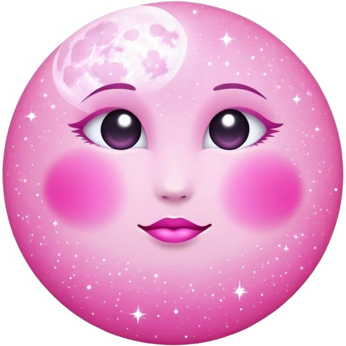 Pink sparkles with moon emoji