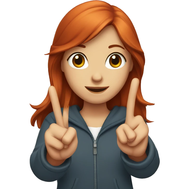 redhead girl doing a peace sign  emoji