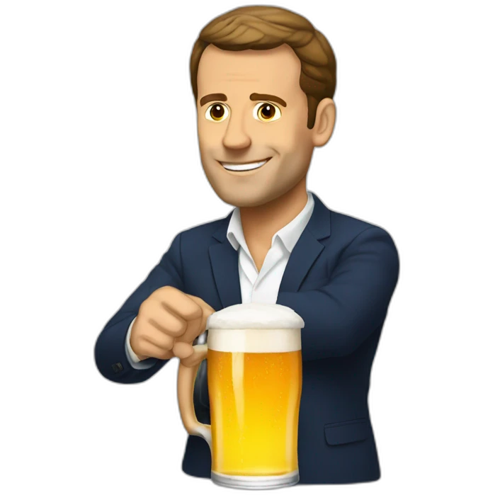 macron drink beer emoji