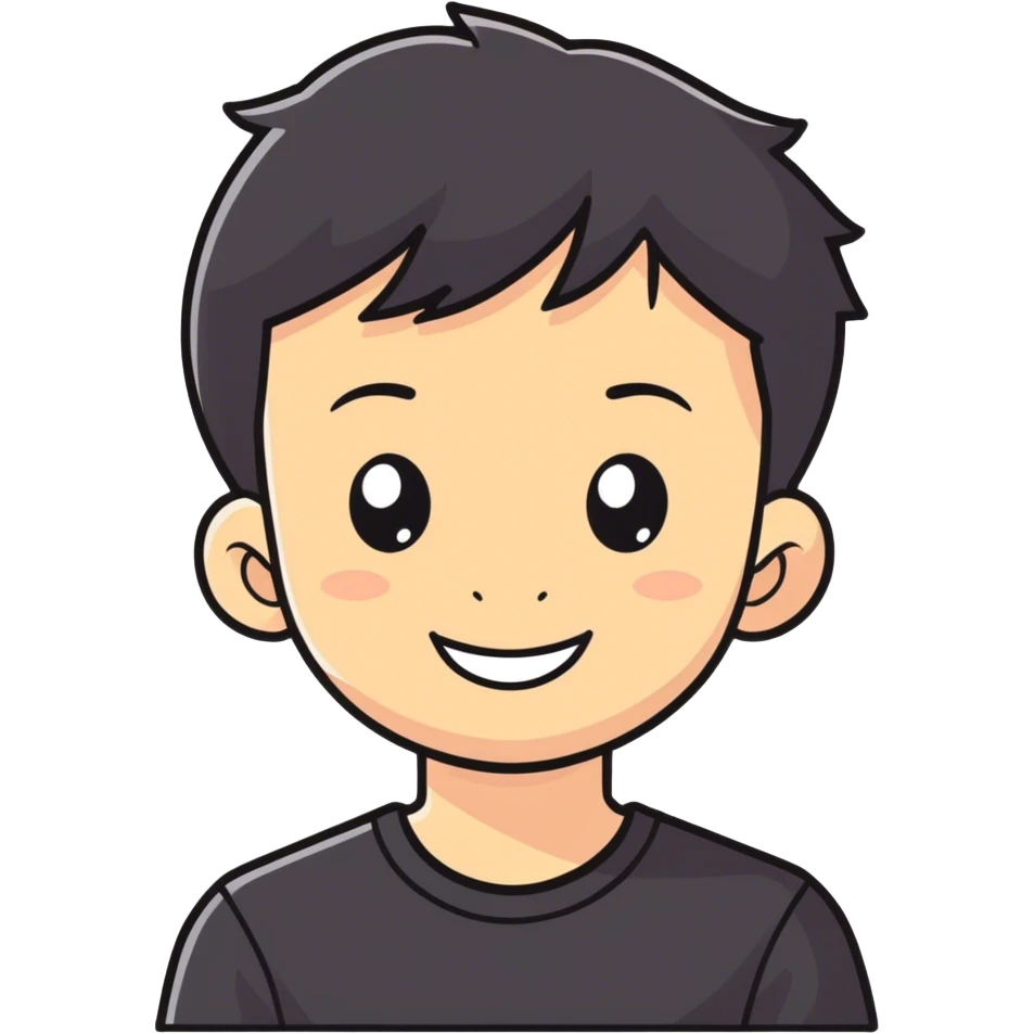 smiling boy in black shirt emoji