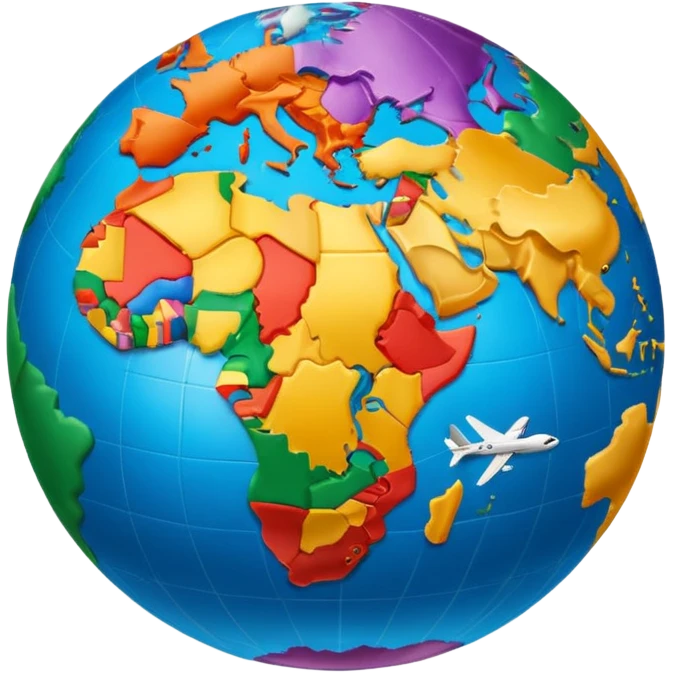 Globe Showing Europe-Africa with plane flying around it emoji