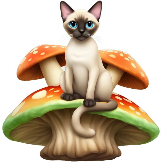 Siamese cat sitting on mushroom emoji