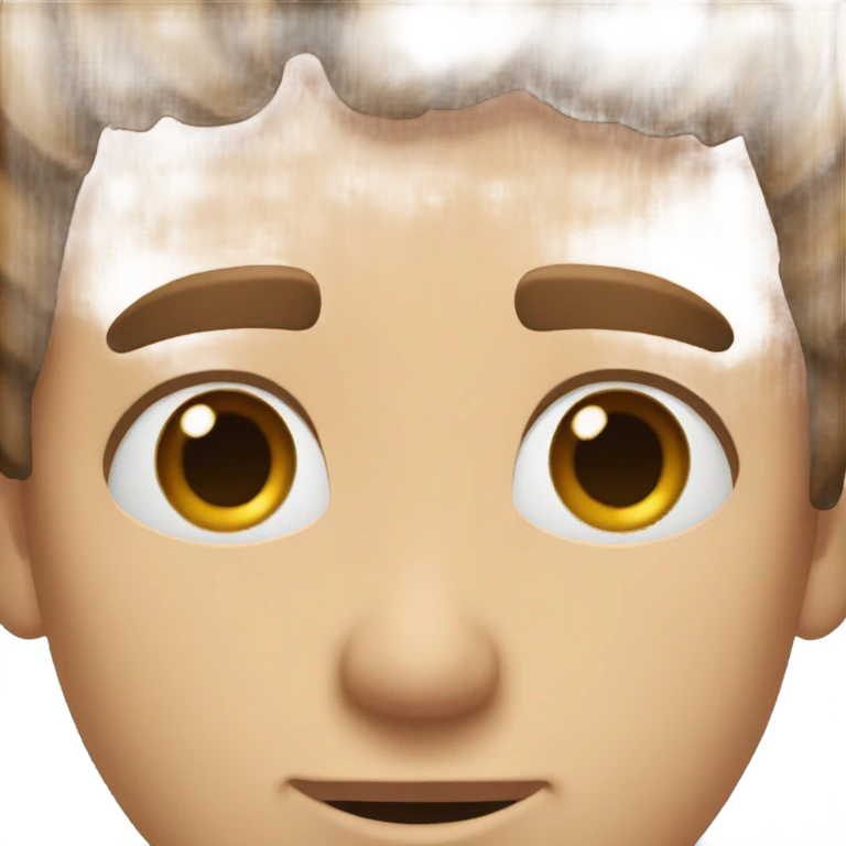 Guy with middle part brown bangs and blue eyes  emoji