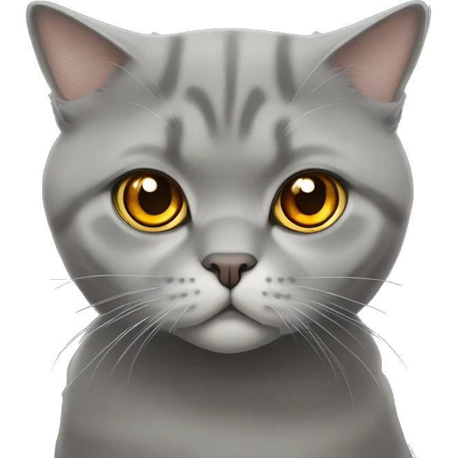 grey scottish fold cat with amber eyes emoji