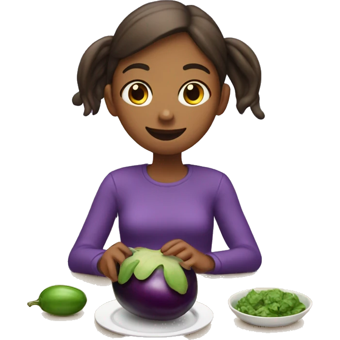 Girl eating eggplant emoji