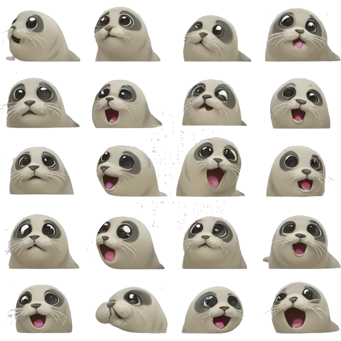 seal displaying all kinds of emotions emoji