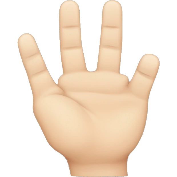 hand with three fingers raised: the index finger, middle finger, and thumb. The other fingers (ring and pinky) should be folded down.  emoji
