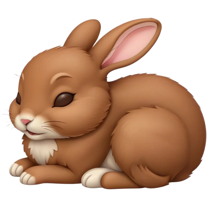 Meme-Worthy Cute Sleeping Brown Rabbit Portrait Emoji, Head resting peacefully with a contented smile, showcasing a delightfully sturdy build and a luxuriously soft brown fur, eyes shut in a serene nap, Simplified yet hilariously adorable features, highly detailed, glowing with a soft, drowsy light, high shine, relaxed and utterly lovable, stylized with an air of playful laziness, bright and heartwarming, soft glowing outline, capturing the essence of a comically sleepy bunny, so meme-worthy it feels like it could instantly become the next viral sensation of adorable slumber! emoji