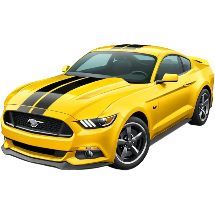 Ford Mustang with center black strip design and in written 309 and in front real pony logo in yellow colour  emoji