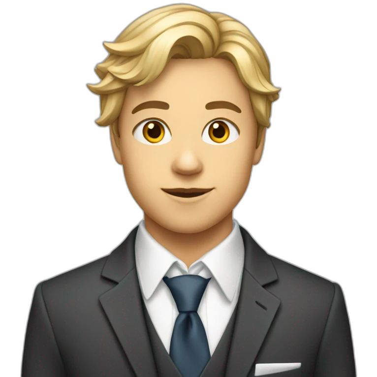 Un adolescent de 17 ans a la peau blanche  en costume cravate emoji