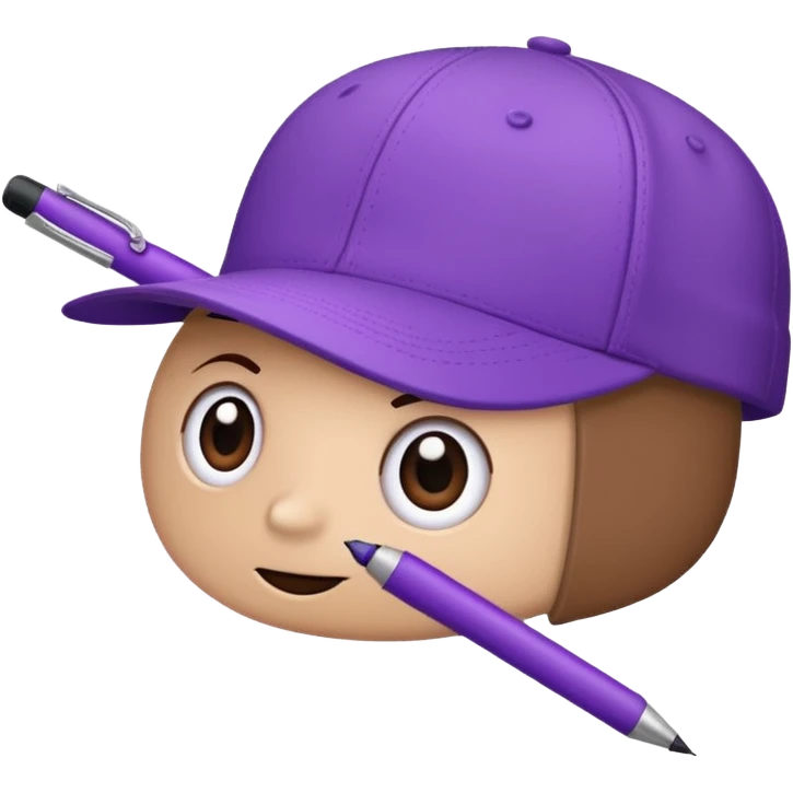 A plastic brown ball cap and the long rectangle purple. (With a pen) And looks like a BFDI style emoji