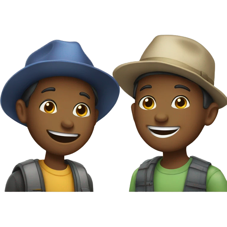 boys in hats sharing smiles emoji