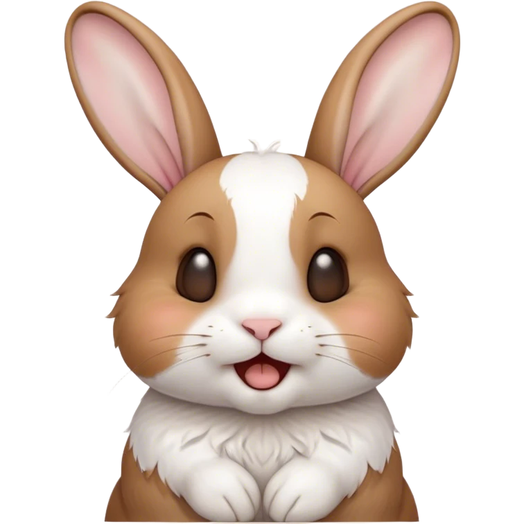 Cinematic Cute Yawning White and Brown Rabbit Portrait Emoji, Head tilted slightly with a dramatic, wide-open yawn, showcasing a soft, patterned fur with crisp white and warm brown patches, floppy ears slightly drooping, round eyes barely open in drowsy contentment, Simplified yet irresistibly adorable features, highly detailed, glowing with a soft, cozy glow, high shine, relaxed yet expressive, stylized with a touch of whimsy, bright and endearing, soft glowing outline, capturing the essence of a sleepy yet affectionate bunny, so drowsy it feels like it could stretch out of the screen and curl up for a nap! emoji