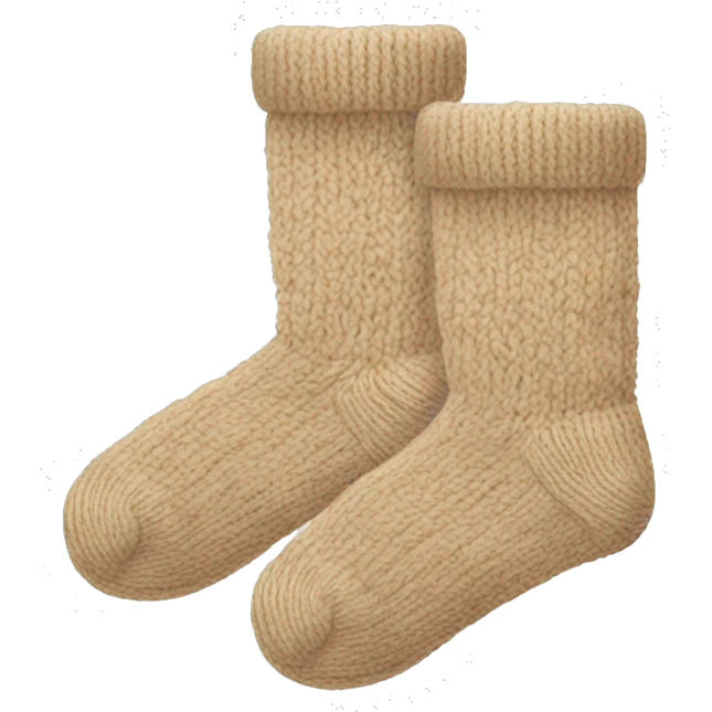 Pair of beige knitted socks emoji