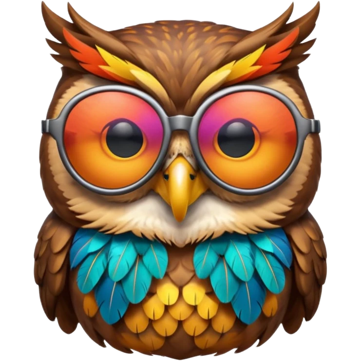 colorful silent owl wearing sunglasses emoji