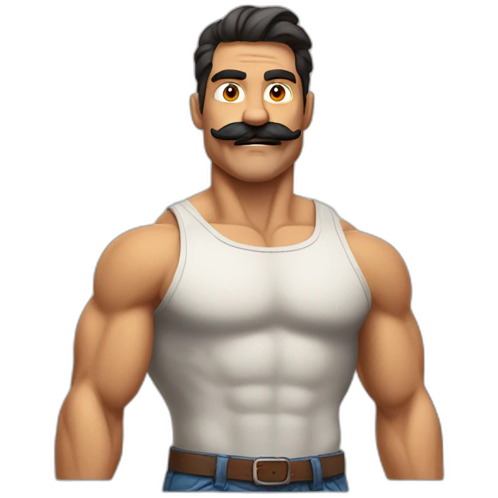 Muscles mustache expressive Cuban man emoji