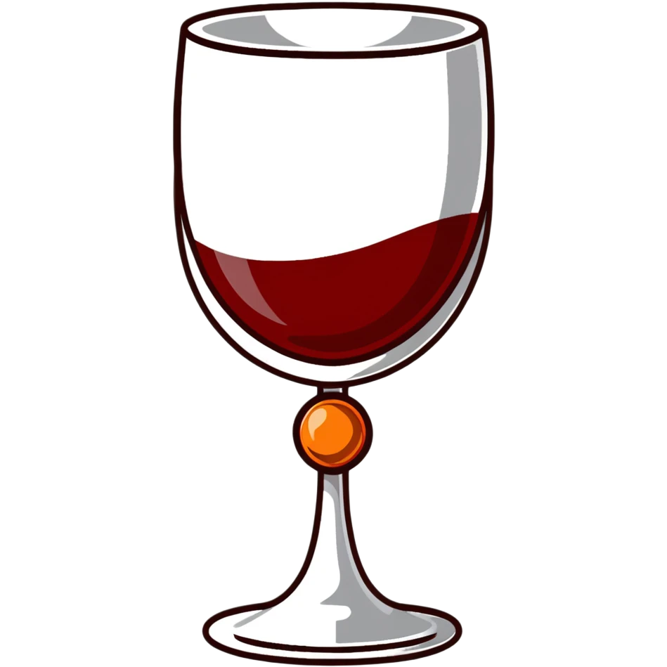 fancy silver goblet adorned with red amber stones containing dark red wine emoji