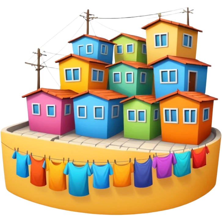 favela with bright houses and laundry lines emoji
