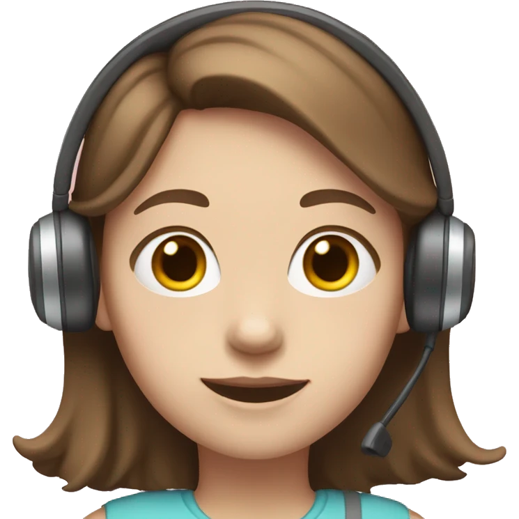 girl with brown hair, pale skin tone with a pink headset emoji