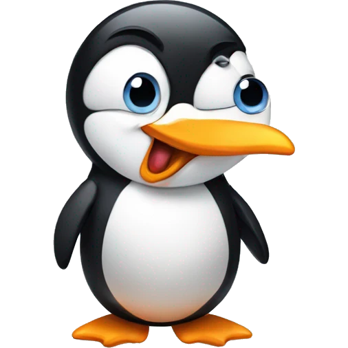 Penguin sticking tongue out and winking emoji