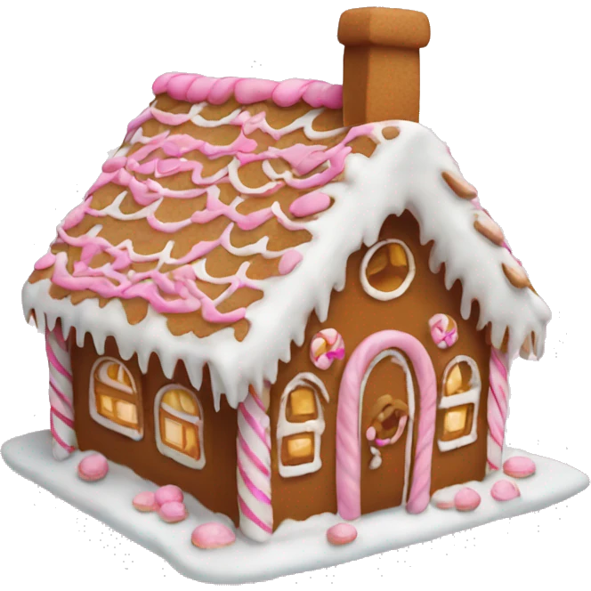 Gingerbread house with a pink bow  emoji