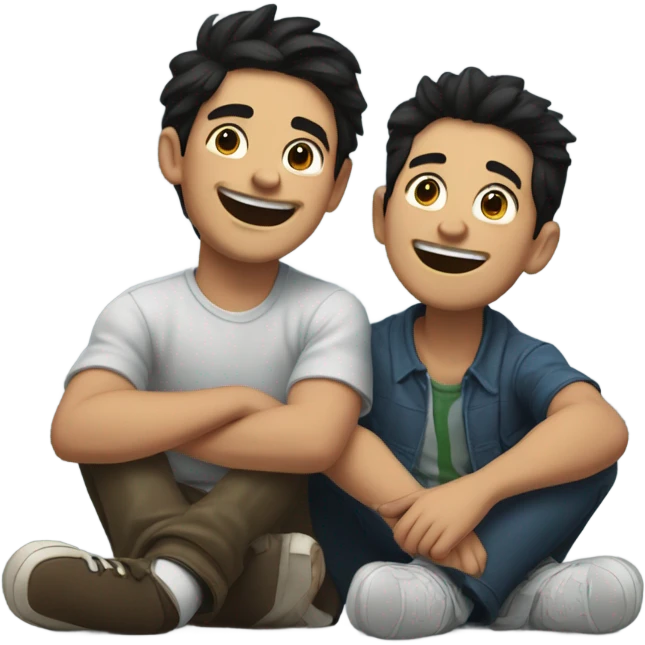 Dark hair brothers bonding indoors together emoji