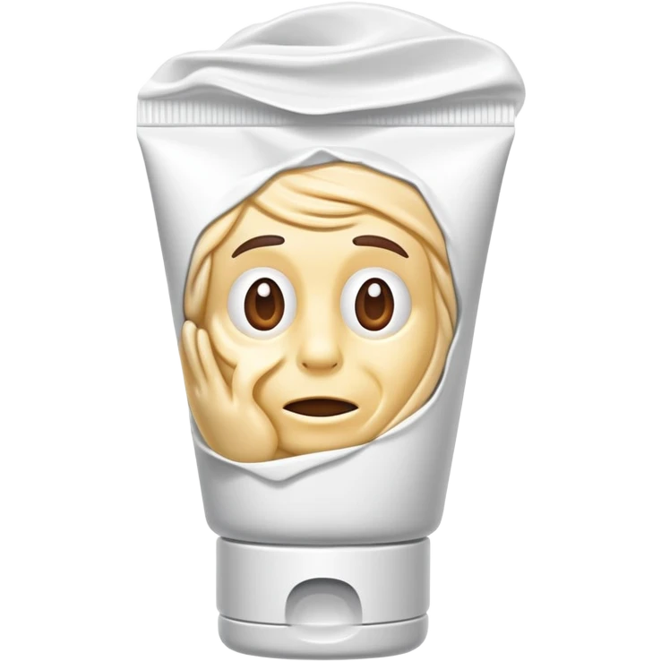 hand cream tube that is empty and crumpled, very wrinkled, cap still on, looks used up emoji