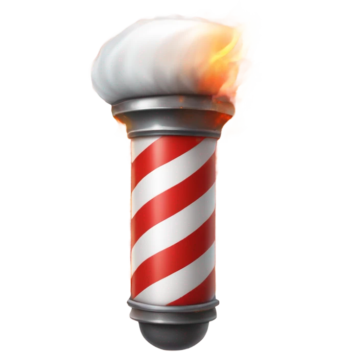 barber pole on fire emoji