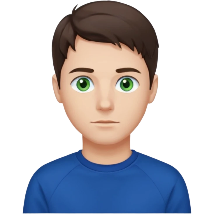 male , blue/green eyes , pale skin , brunette hair , dark blue sweatshirt emoji