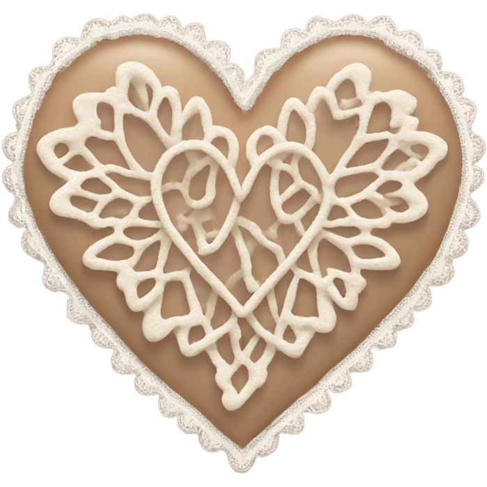 Pale brown lace heart emoji