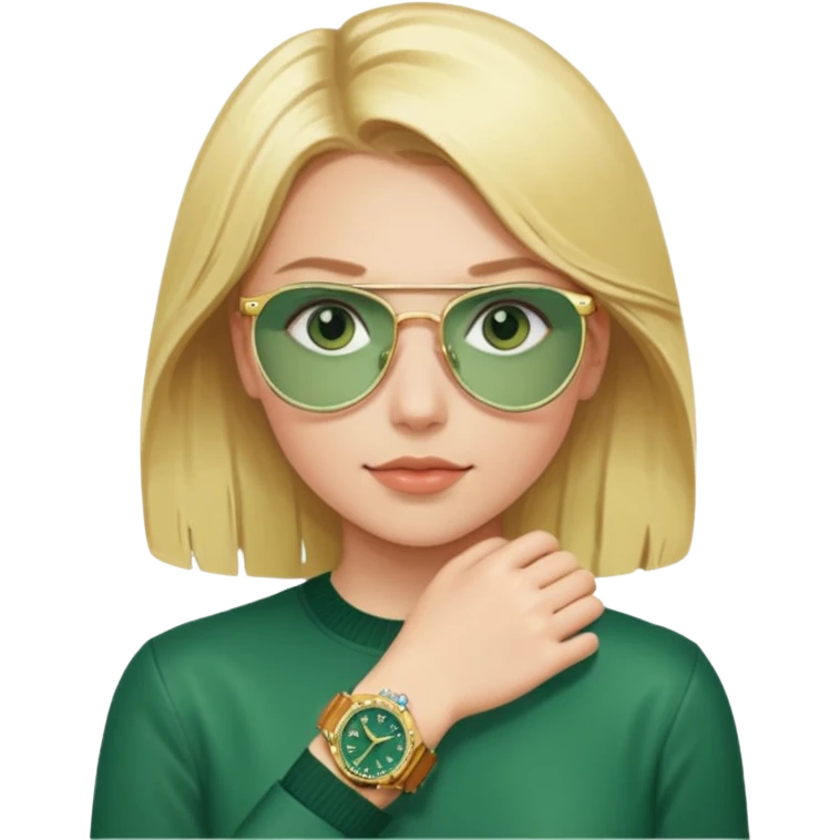 Breitling green faced watch on blonde girl wrist  emoji