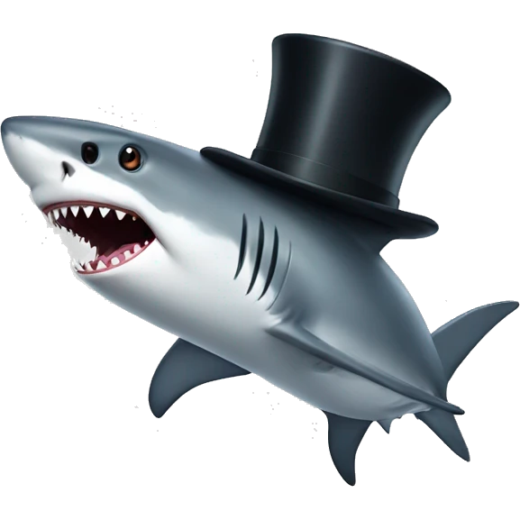 Shark with a top hat emoji