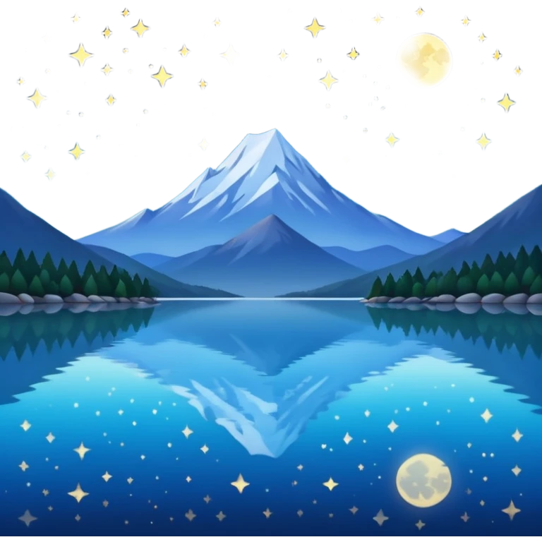 mountain lake starry night emoji