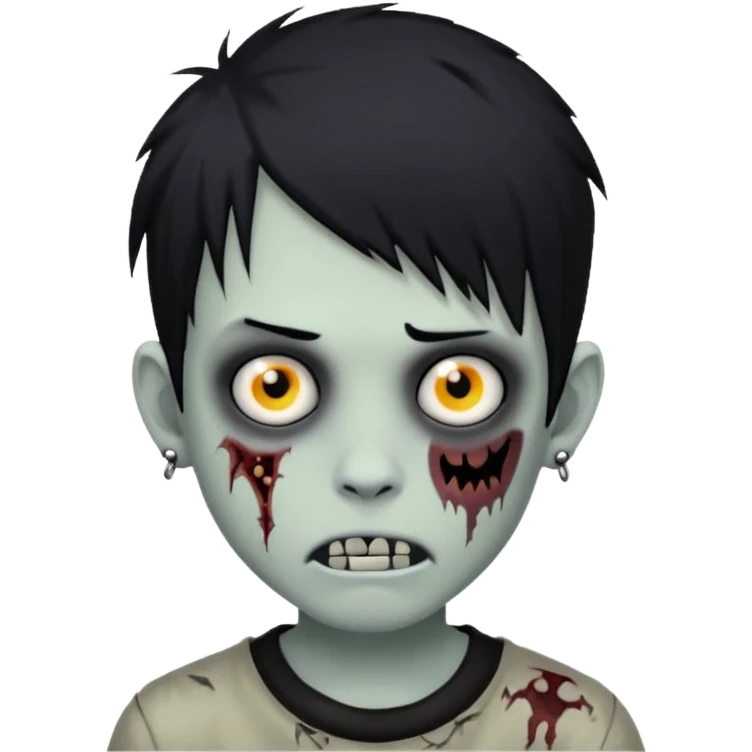boy zombie with black hair emo piercing  emoji