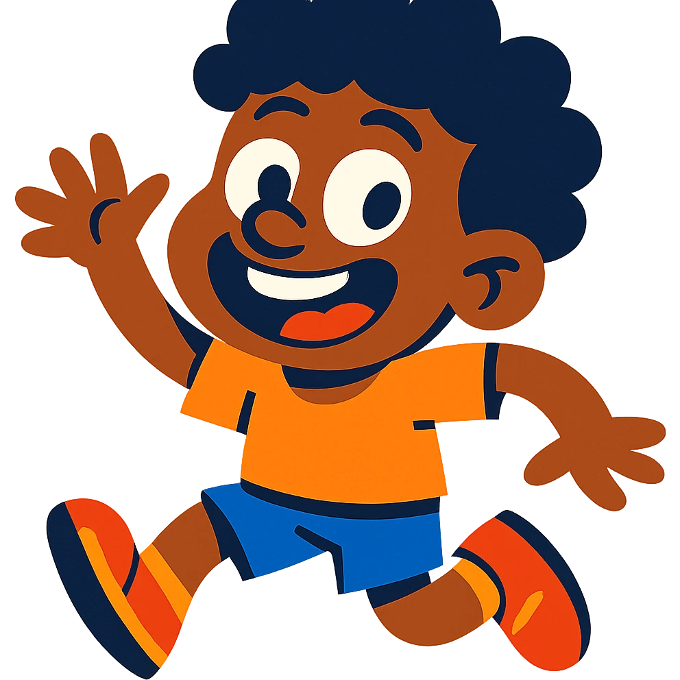 black boy with curly hair, intentionally exaggerated and humorous, playful and cartoonish style, vibrant colors emoji