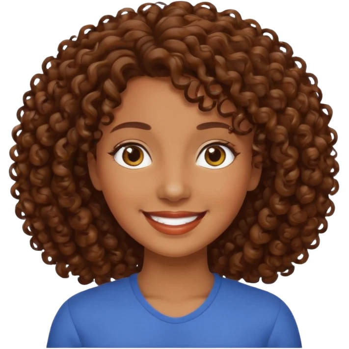 hazme una mujer crespa con el pelo cafe  emoji