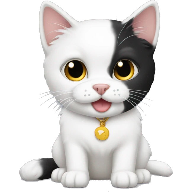 Maltese play with tuxedo cat emoji