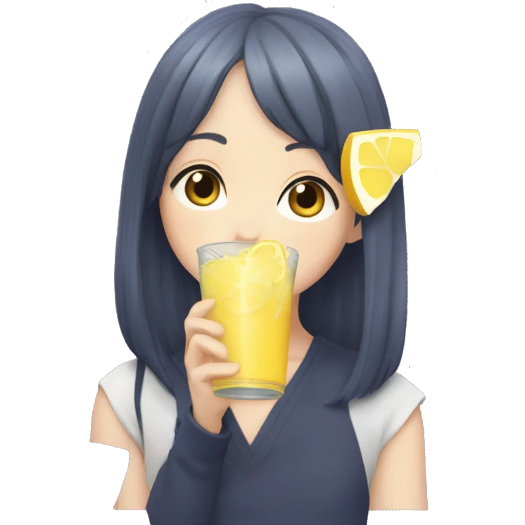 Hinata from haiyku drinking lemonade emoji