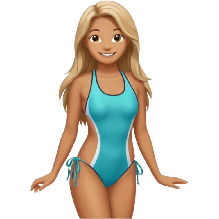 Empowered woman enjoying long tied hairs with full body sideways photo emoji