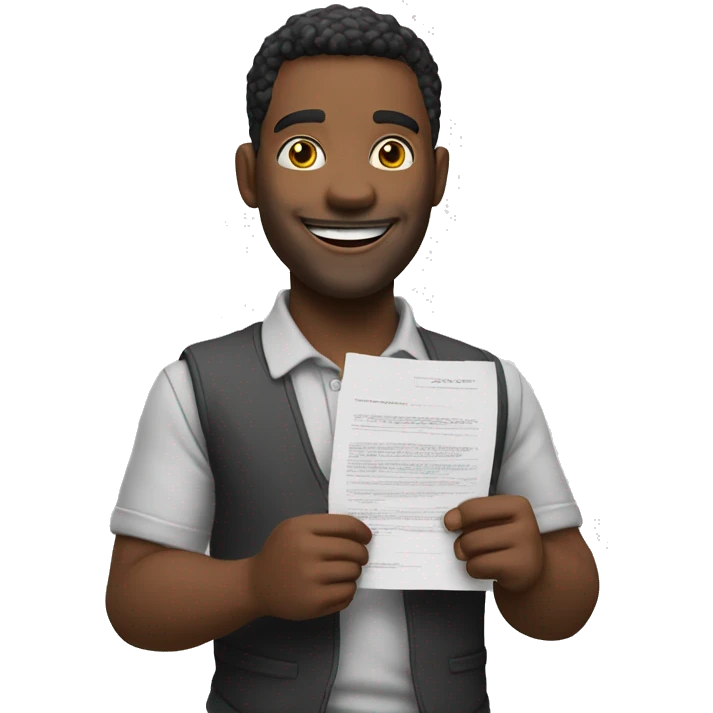 happy man who hold an signed contract in his arms emoji