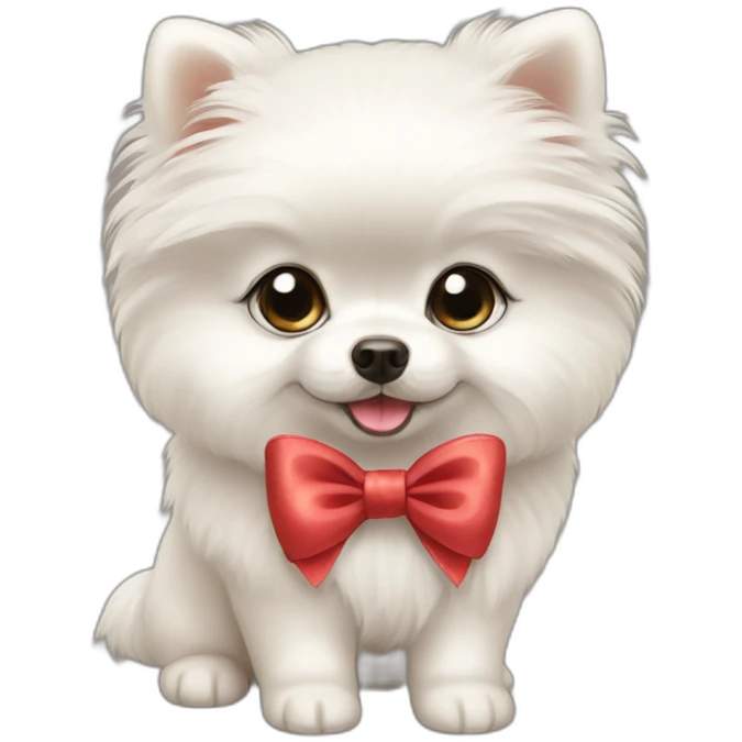 White Pomeranian puppy bow emoji