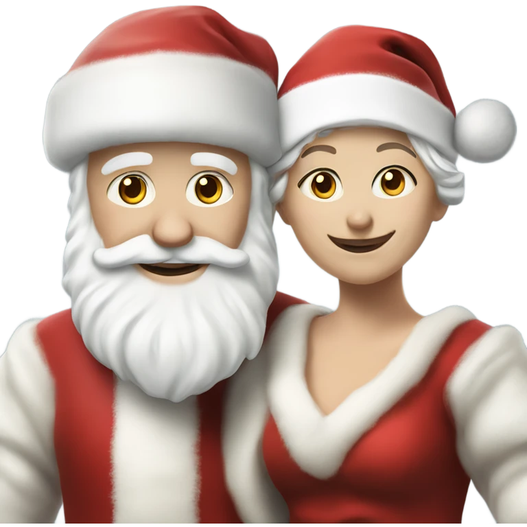 Photo Realistic pale Santa Claus and Mrs claus emoji