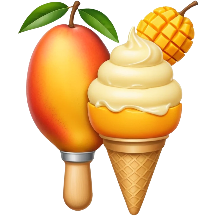 mango and scoop of vanilla ice cream emoji