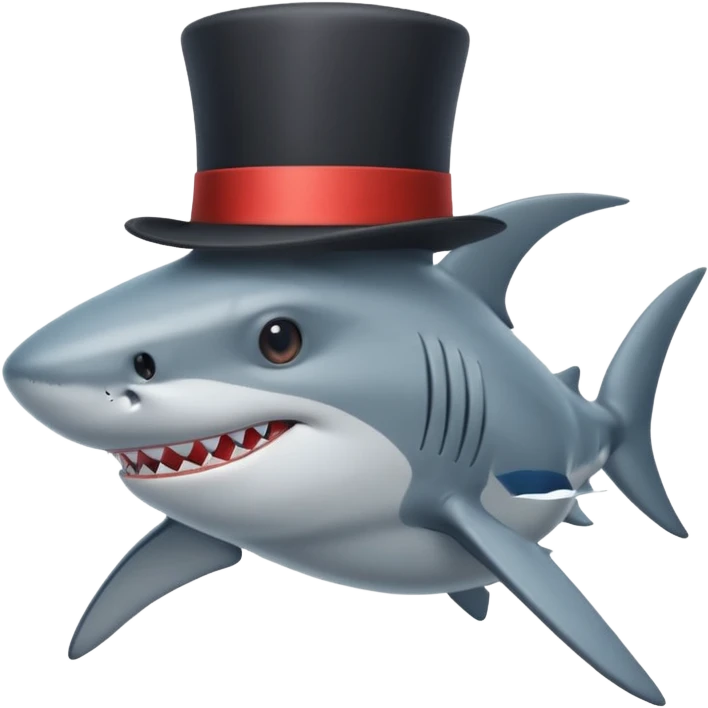 Shark with a top hat emoji