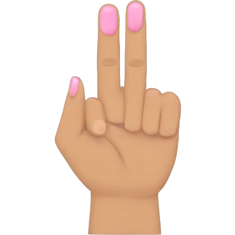 middle & ring finger crossed, pinky out, index out, and thumb tucked; making a W emoji