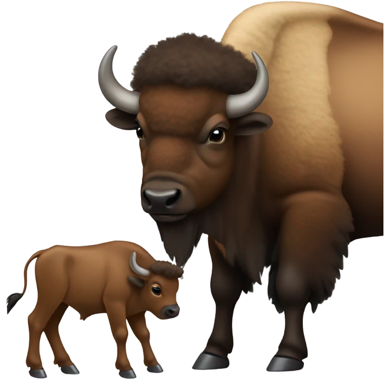 Bison calf and mother bison  emoji