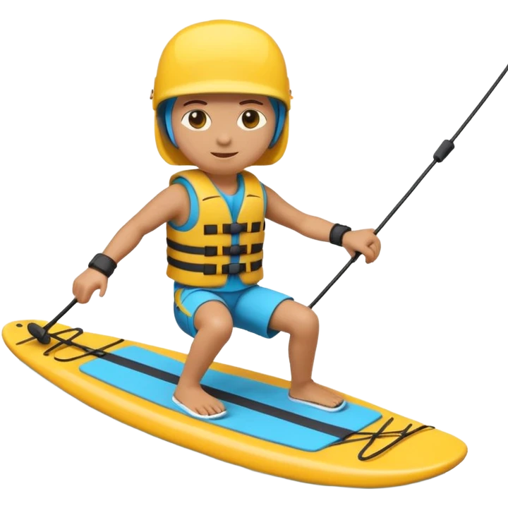 3D emoji-style icon of a person wakeboarding. emoji
