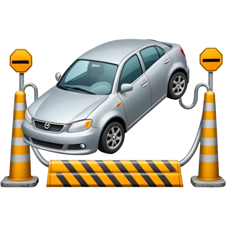 car crashed to a trafic barrier emoji