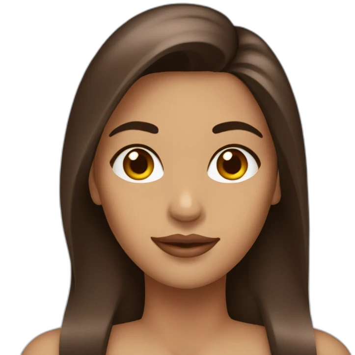 Rostro de mujer con pecas, pelo largo color chocolate emoji